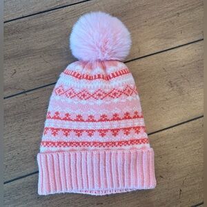 Nordstrom Kids’ Knit Fair Isle Fleece Lined Beanie, Faux Fur Pom, 0-12 months